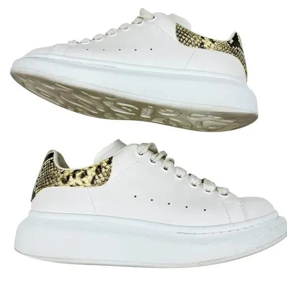 Alexander Mcqueen Larry Oversized Python Sneakers Leather White Size 39